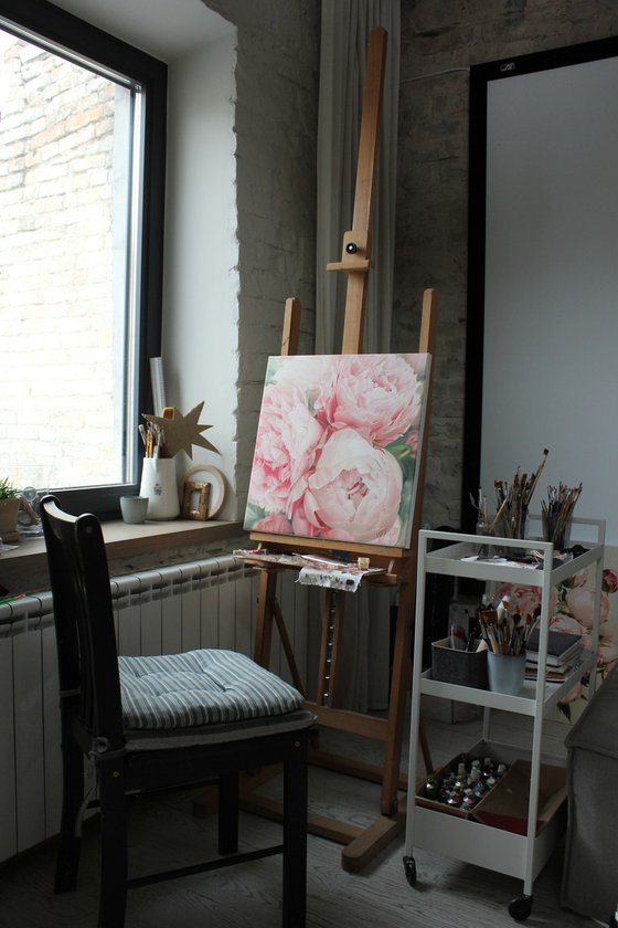 THREE PINK PEONIES