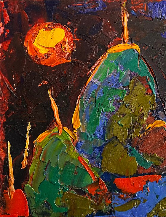 Yellow moon in the field