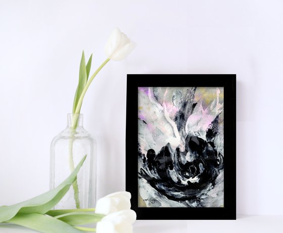 Midnight Blooms 6 - Framed Floral Painting by Kathy Morton Stanion
