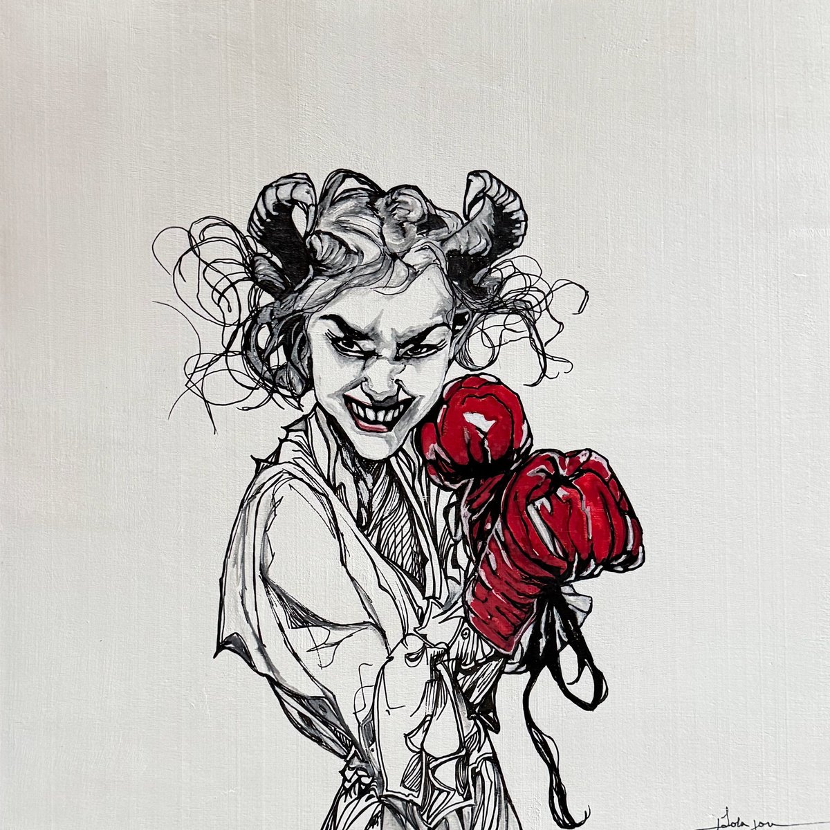 Illustrative Ink Drawing , Mandy By Lola Jovan, 12 X 12, Artwork For Sale On Artfinder