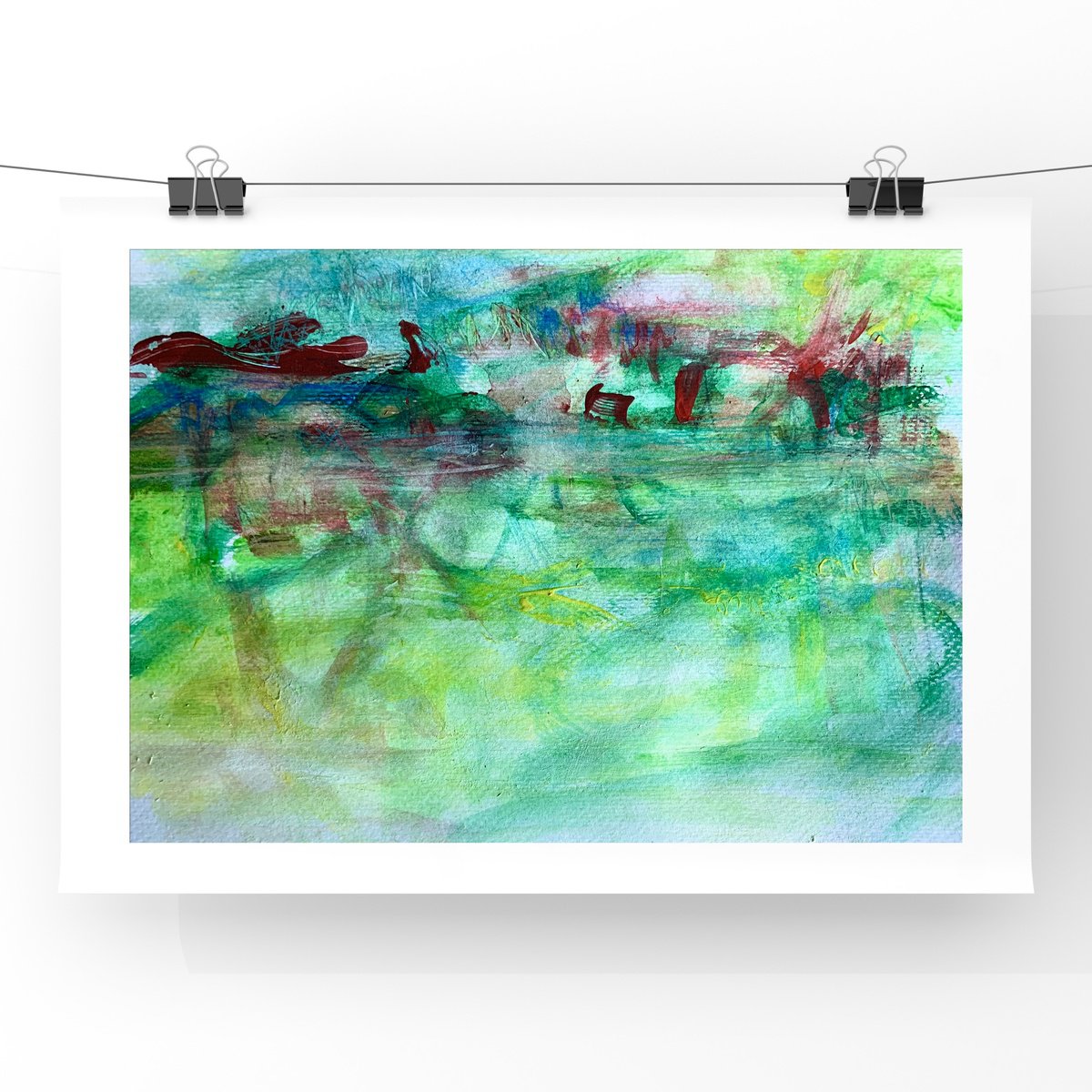 Organic Abstract Drawing By Katja Wittmer, 9 X 7", Aqua Ii, Original Artwork