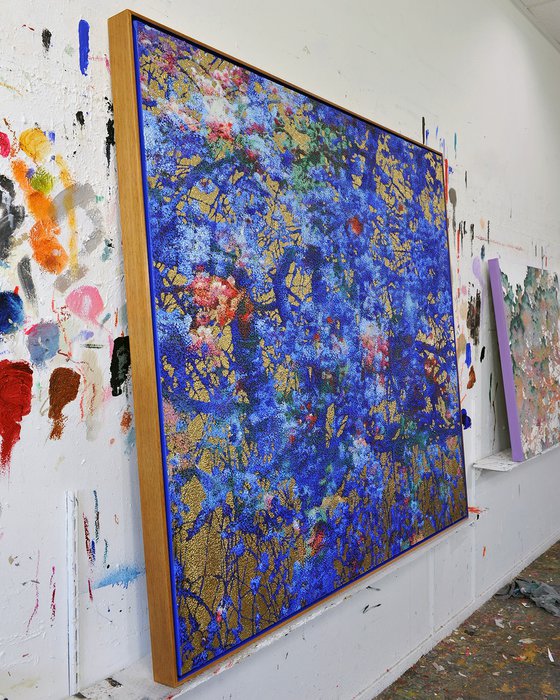 Cobalt & Gold cherry blossom