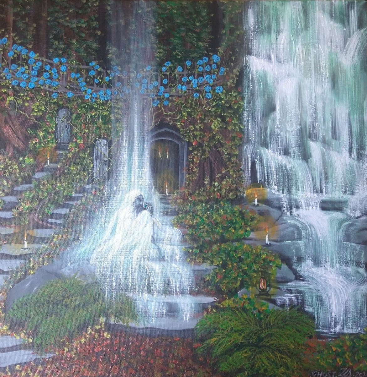 Portrait Acrylic Painting By Zoe Adams, 20 X 20", The Ghost., Original Artwork