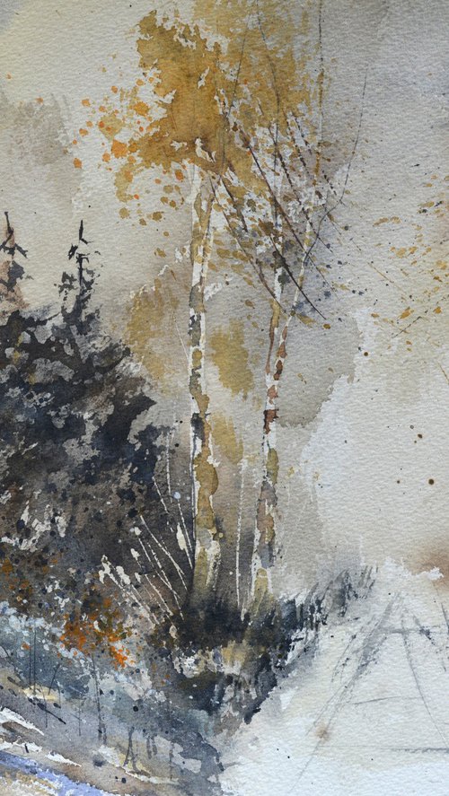 Winter path watercolour by Pol Henry Ledent
