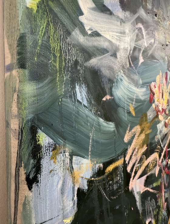 Dark pond. Water lilies