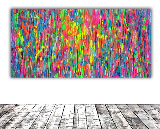63x31.5'' Large Ready to Hang Colourful Modern Abstract Painting - XXXL Happy Gypsy Dance 12