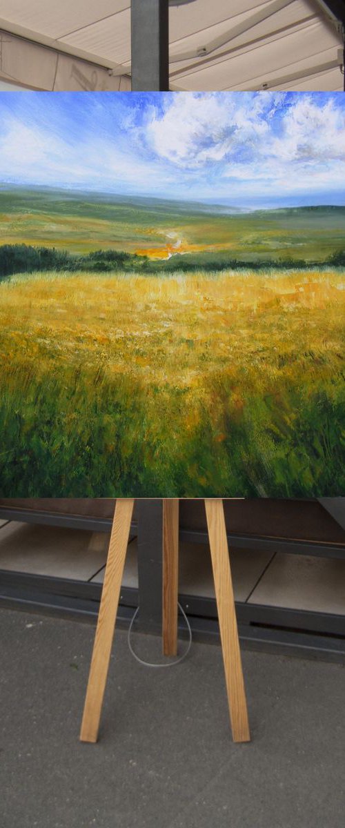"Between Fields" SPECIAL PRICE!!! Large Painting W80xH80cm by Ivan  Grozdanovski