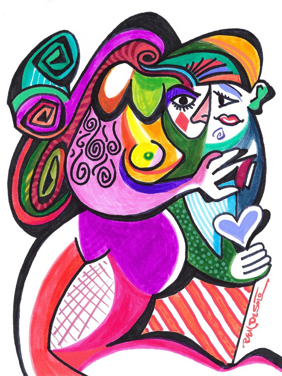 Abstract Portrait Acrylic Painting By Ben De Soto, 9 X 12, Woman, Original Artwork