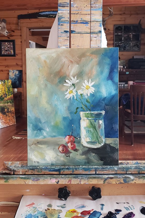 "3 Cherries" - Still Life - Daisies