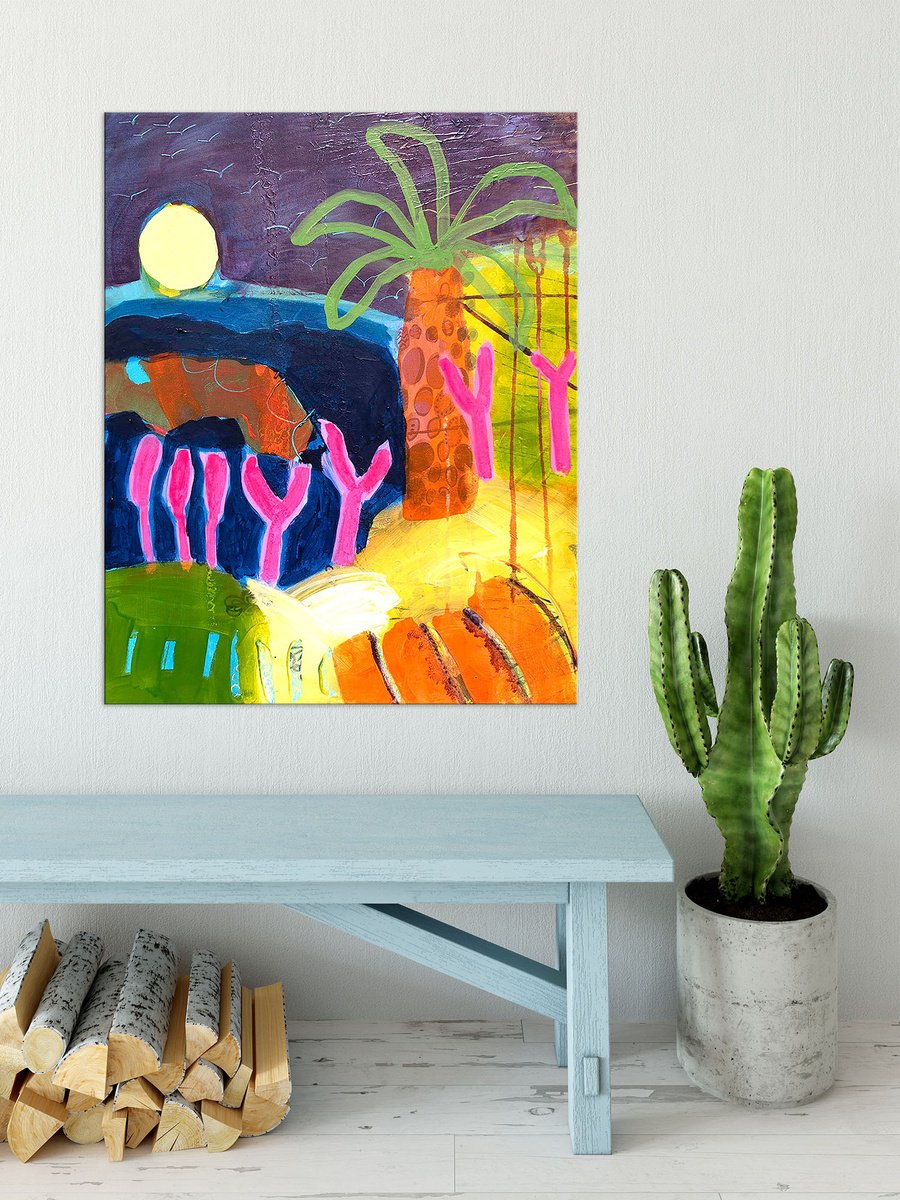  Palm At Moonlight By Suzie Cumming, 24 X 30, Artwork For Sale On Artfinder