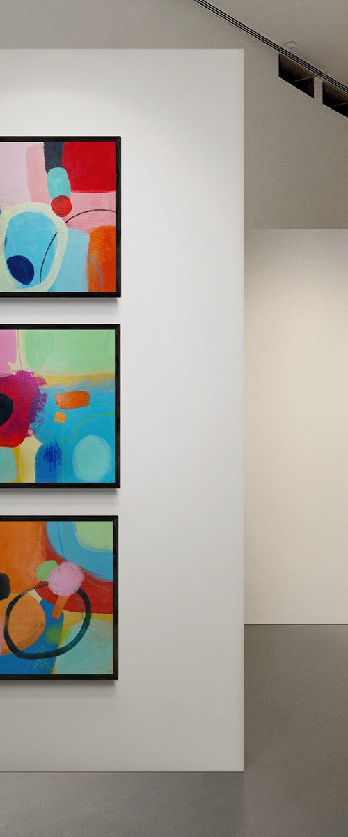 Colorful abstract triptych by Sasha Robinson