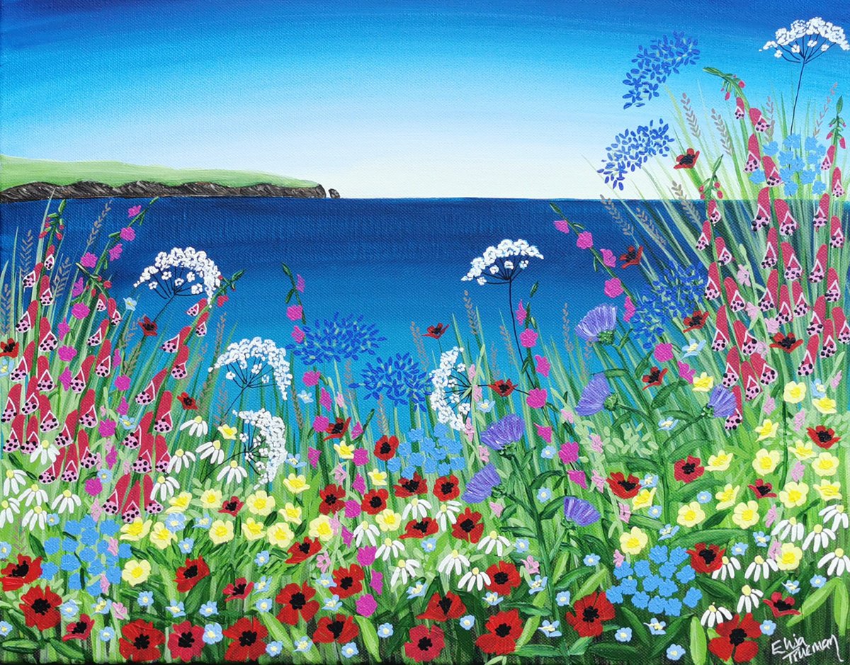 Abstract Landscape Acrylic Painting By Elisa Trueman, 20 X 16, Sun Kissed Summer, Original Artwork