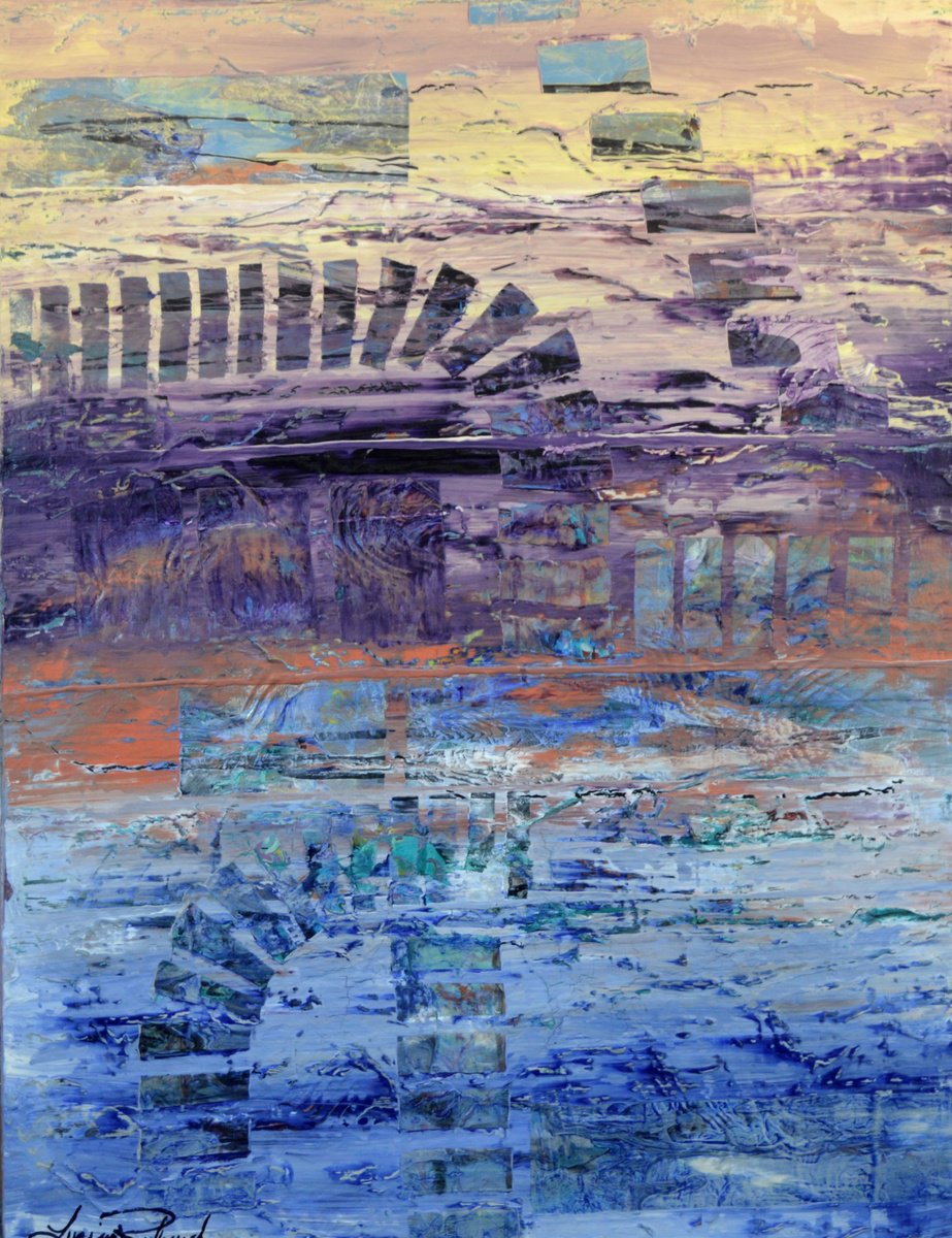 Organic Landscape Acrylic Painting By Lucian Richards, 27 X 35", Montauk, Original Artwork