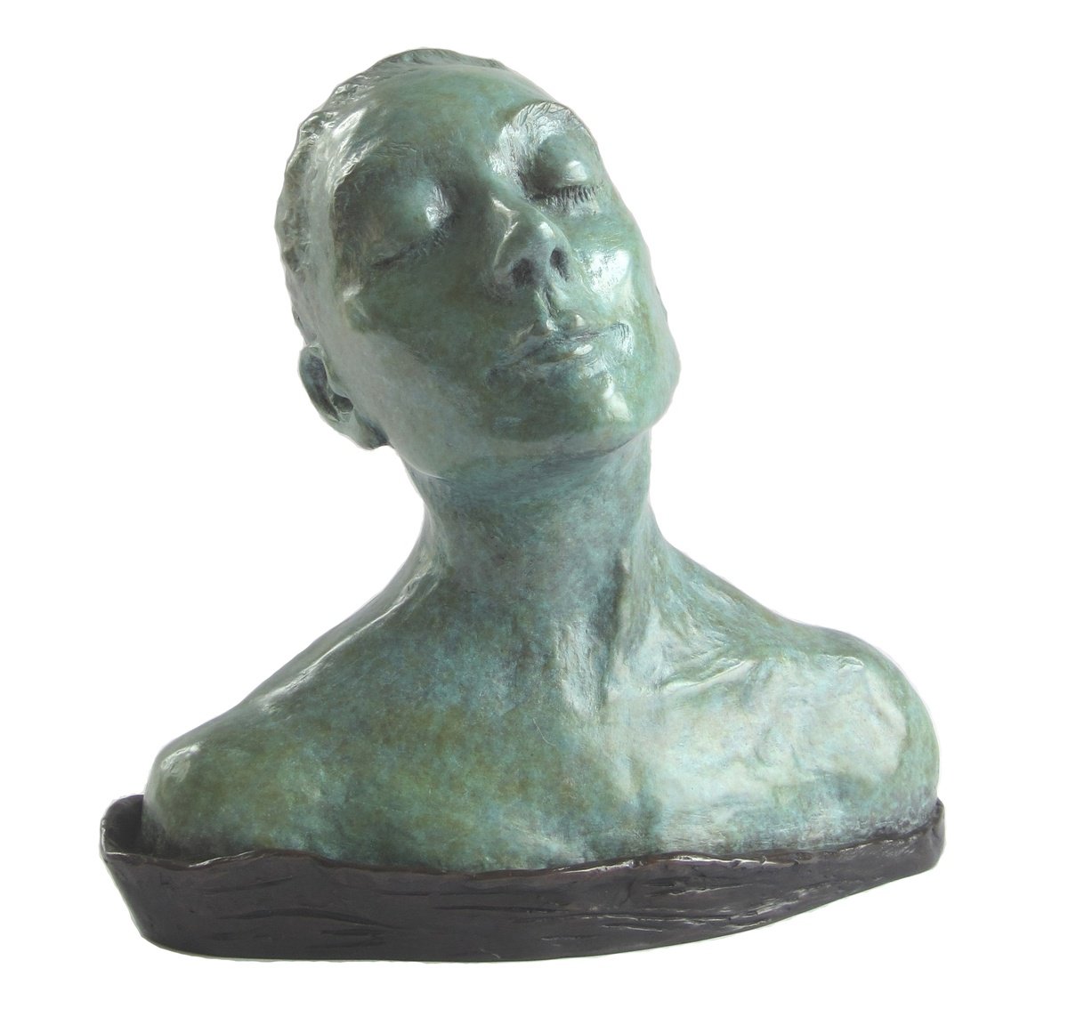 Impressionistic Portrait Bronze Sculpture By Joyce Fournier, 9 X 10", A Wise Woman 2/10 (Teal), Original Artwork