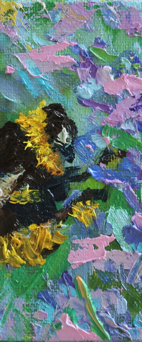 Bumblebee 07  / From my series "Mini Picture" /  ORIGINAL PAINTING by Salana Art Gallery