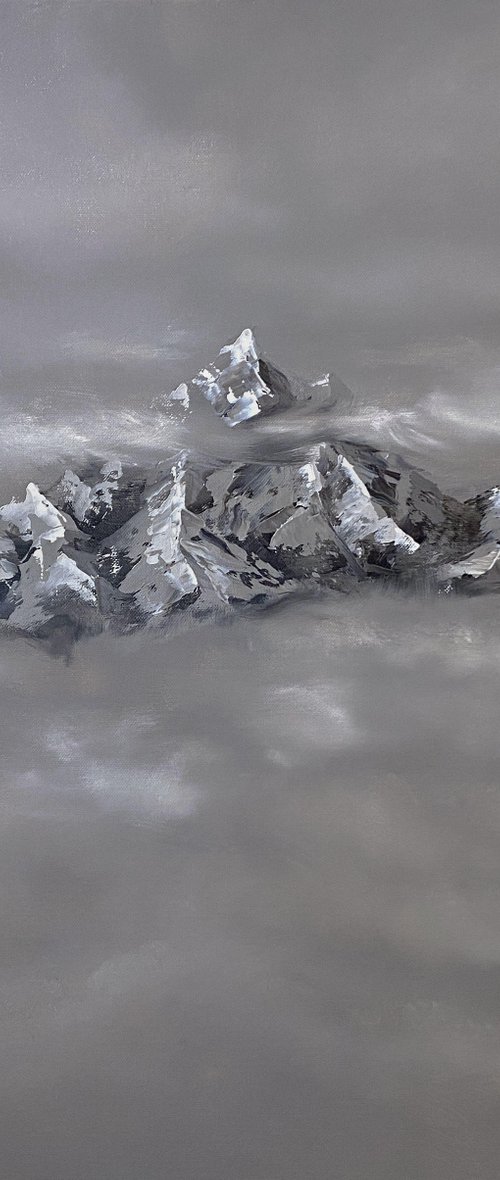 Through the clouds, 60 х 60 cm, oil on canvas by Marina Zotova