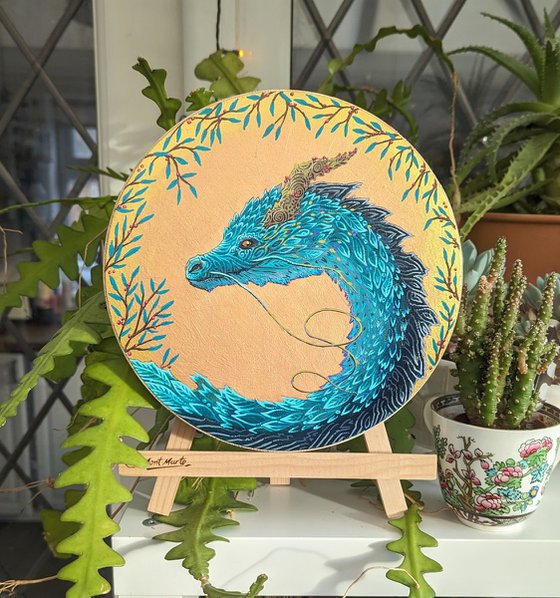 Whimsical Dragon Painting, Miniature Art