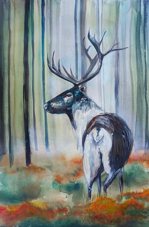 Deer In The Woods by Evgenia Smirnova