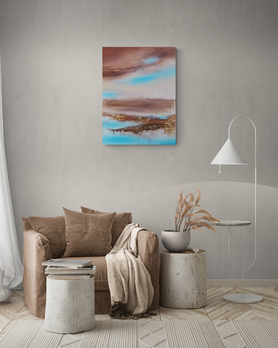 Abstract Painting By Vera Hoi, 24 X 31", "Autumn In Paris", Original Artwork