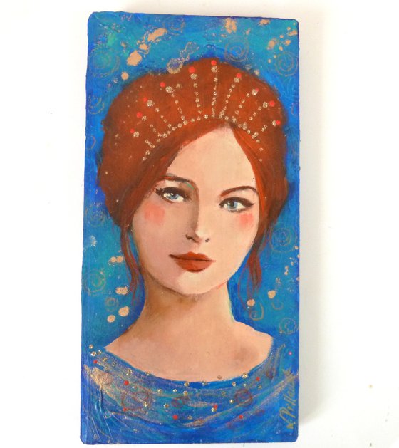 Blue Paloma 20 x 10 cm on wood.