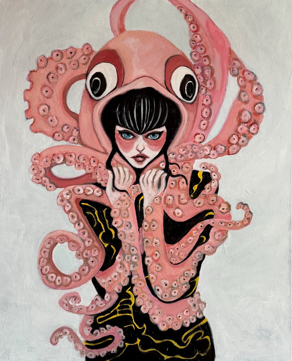 Illustrative Oil Painting , Always At My Back By Lola Jovan, 28 X 32, Artwork For Sale On Artfinder
