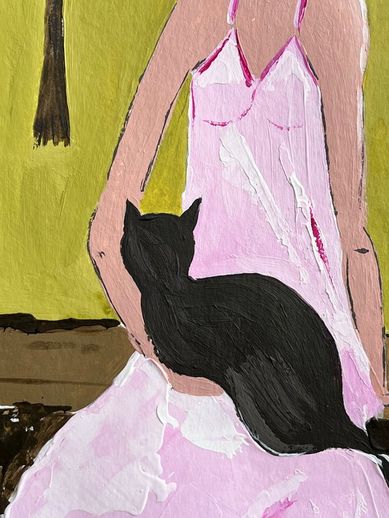 Woman Cat Painting