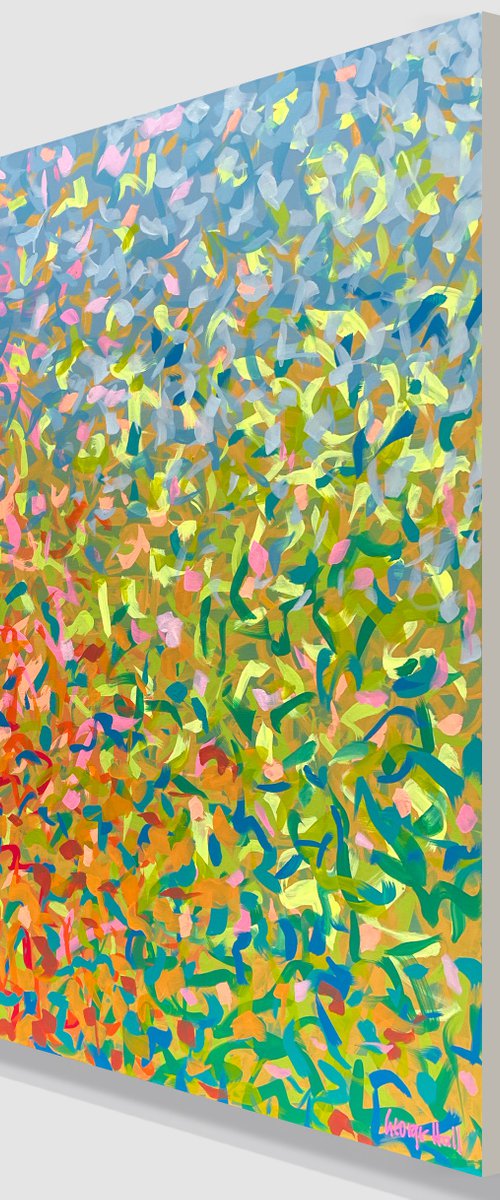 Neon Pond 117 x 117cm acrylic on canvas by George Hall