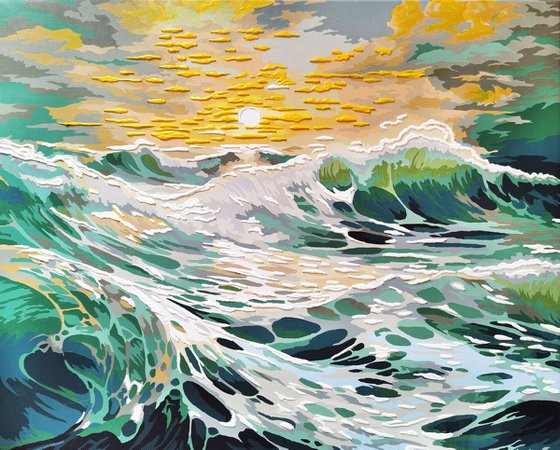 Turquoise emerald waves