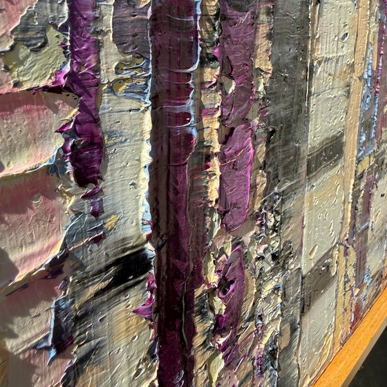 Purple forest in the fog