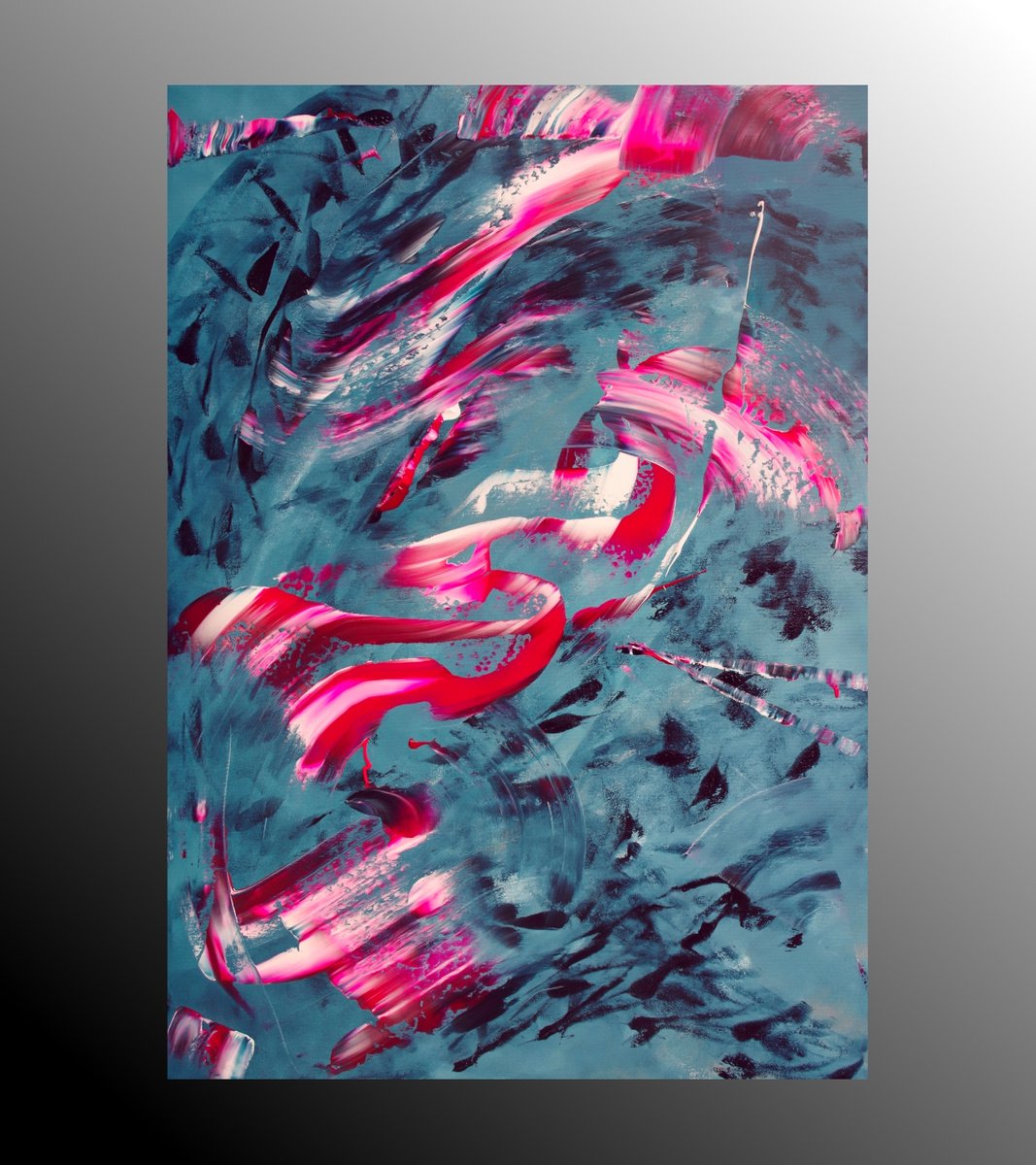 Expressive Abstract Acrylic Painting By Davide De Palma, 28 X 39, Reversing Time, Original Artwork