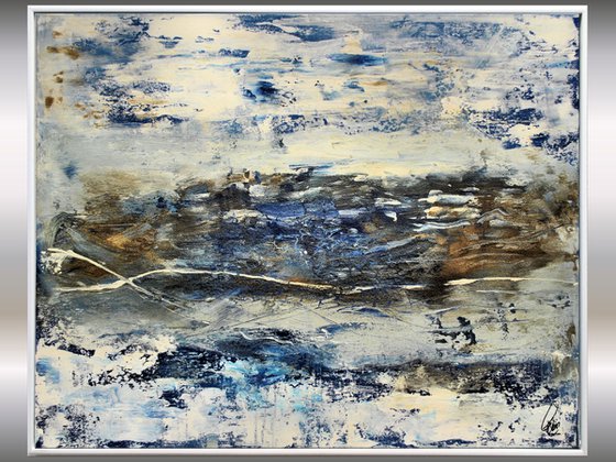 Sea World - Abstract Landscape Painting, Acrylic Painting Textured Seascape, Framed Artwork