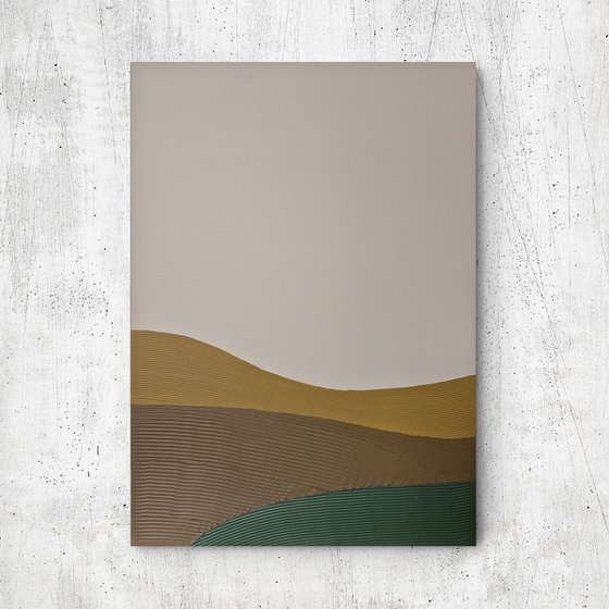 "Green Hills 2" Textured abstract green brown