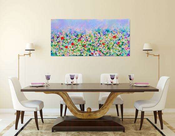 White Daisy and Red Poppy Field