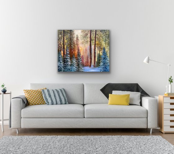 Light of the soul - landscape oilpainting forest