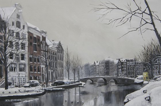Some snow at the Prinsengracht