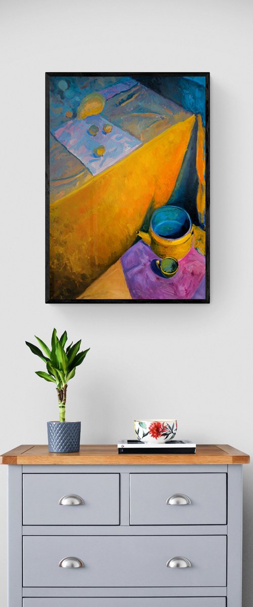 Still Life with Orange Drapery by Eliza Kołodziej