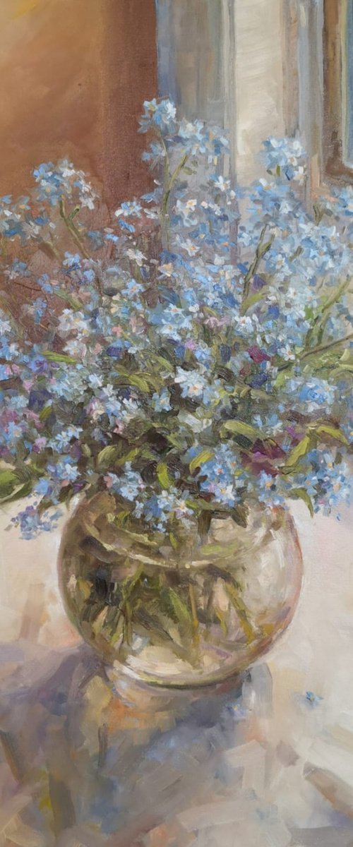Spring flowers, original, one of a kind, oil on canvas impressionistic painting (18x24") by Alexander Koltakov