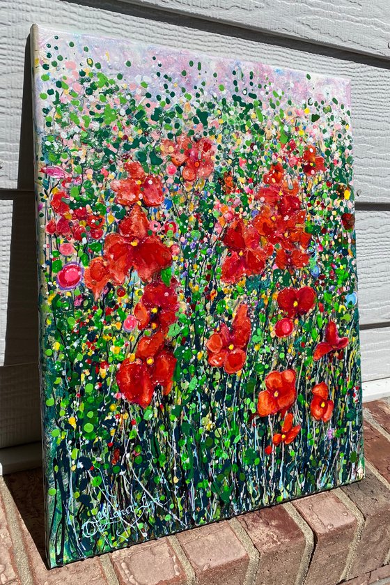 Summer Morning - Floral Abstract Original Painting  Inspired by Jackson Pollock Dripping Technique  Splatter, Drip and Patterns