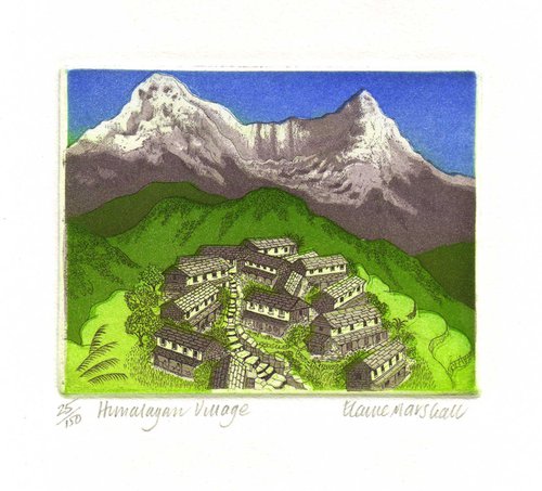 Himalayan Village by Elaine Marshall