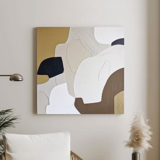 "Aura" Beige pastel brown abstract art
