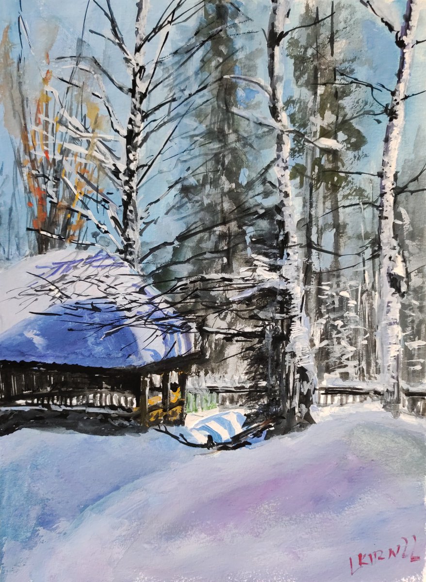 Impressionistic Landscape Painting By Leonid Kirnus, 8 X 11", Garden-House Near The River, Original Artwork