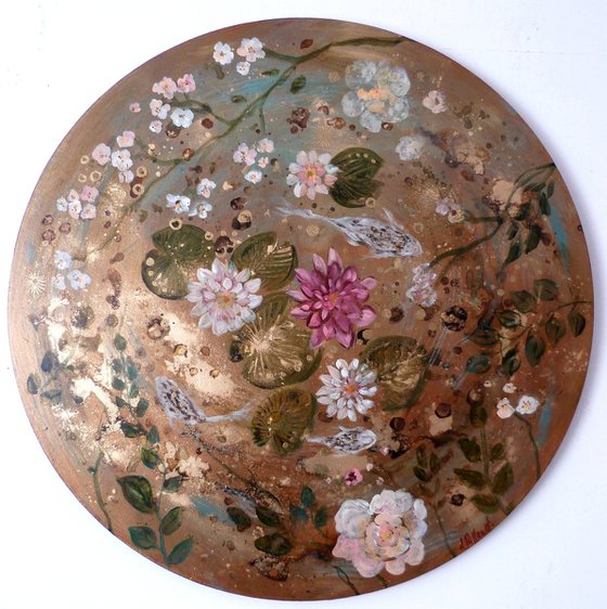 "Pond dance" 60cm round canvas