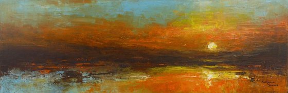 Loving Shore  (Panoramic Seascape, 120x40cm)