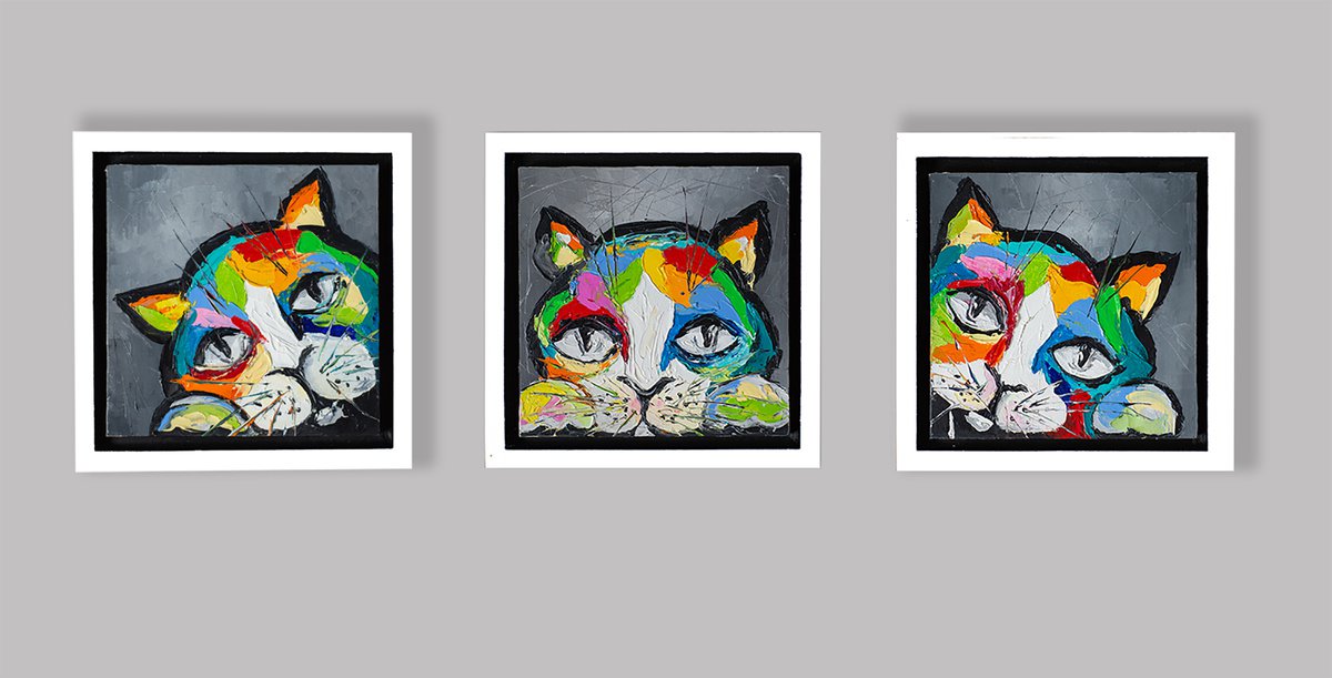 Oil Painting , Funny Kittens By Liubov Kuptsova, 30 X 10, Artwork For Sale On Artfinder