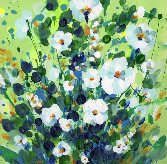 Sweet Wonder 7 -  Abstract Meadow Flower Painting  by Kathy Morton Stanion