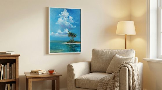 Tropical Island Under Blue Sky