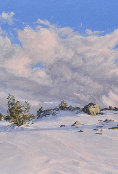 Mount Mézenc in snow, evening clouds by ANNE BAUDEQUIN
