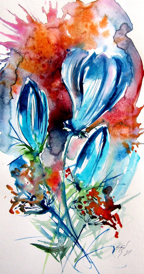 Flowers in blue