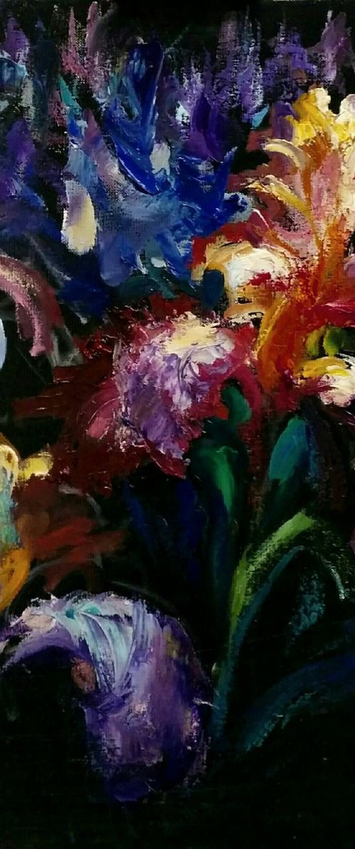 Irises on the black background by Andriy Naboka