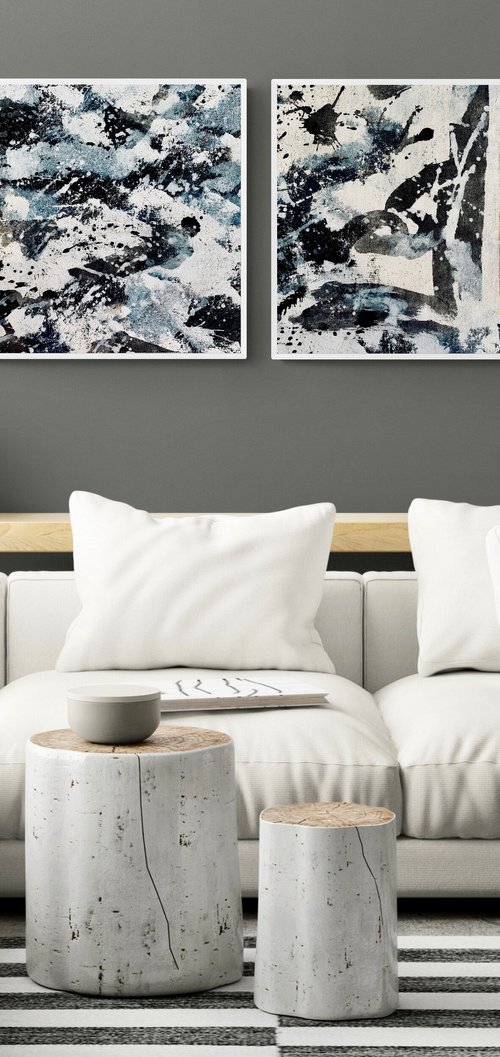 Abstract No. 421 black and white - set of 4 by Anita Kaufmann
